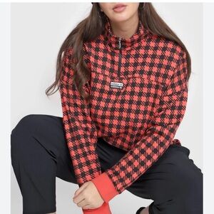 adidas Orange& Black Houndstooth Quarter-Zip Pullover